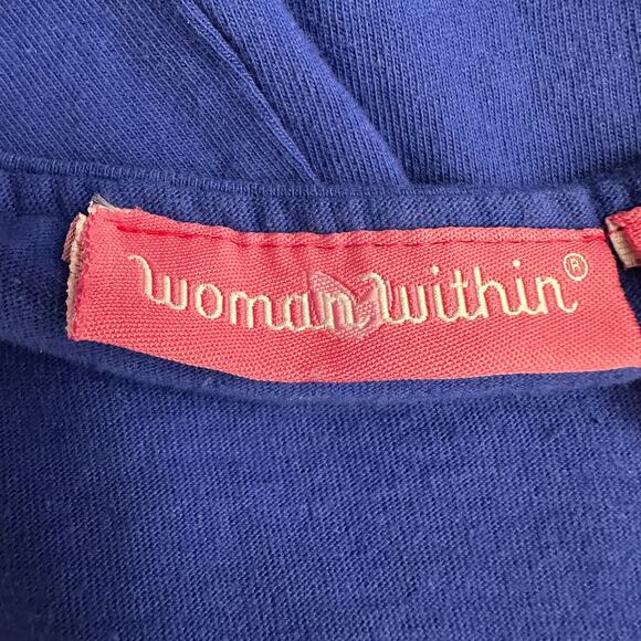 Woman Within Womens Embroidered Pullover Top Size 1X Blue White Boho Paisley - Picture 3 of 8